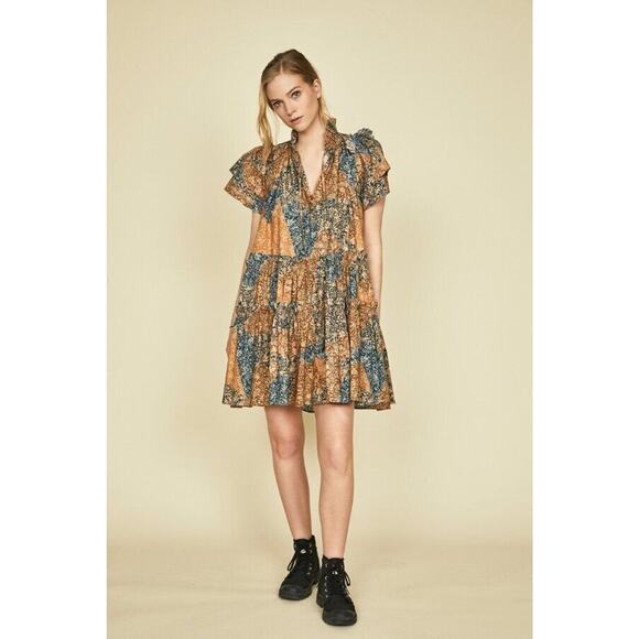 HUNTER BELL Sz S Small Merritt Dress Prairie Patchwork Fall